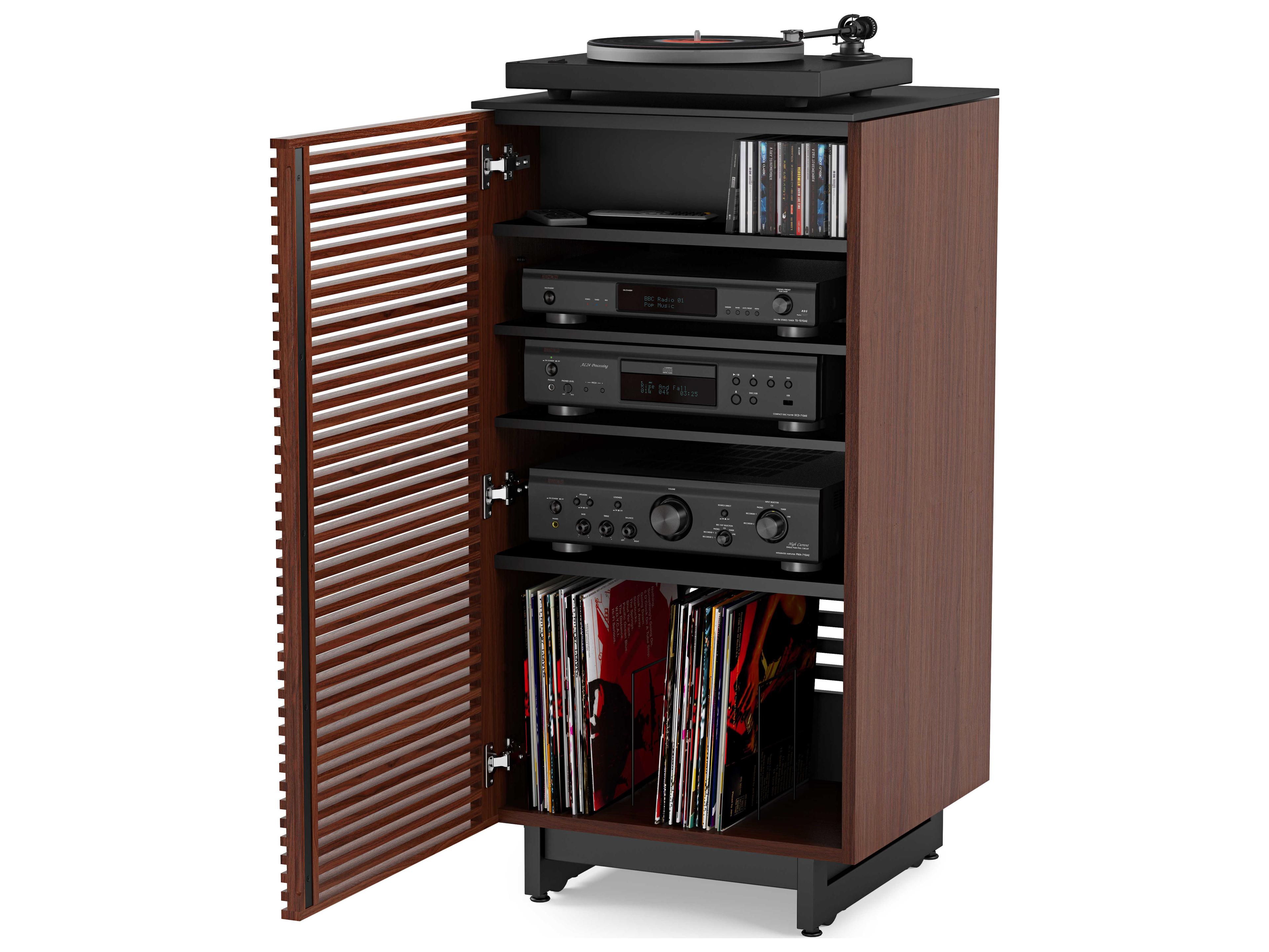 BDI Corridor 22" Chocolate Stained Walnut Enclosed Audio Tower