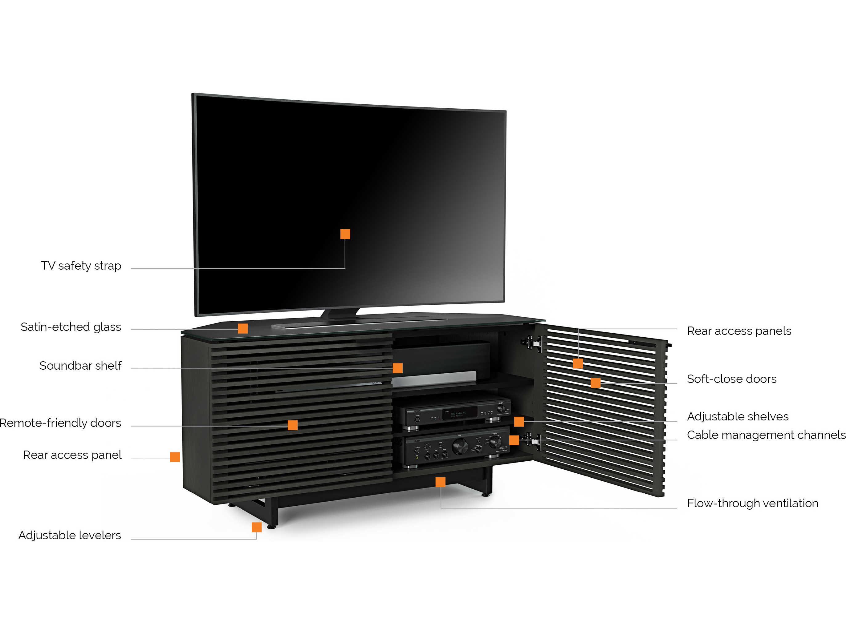 BDI Corridor 50" Hardwood Charcoal Stained Ash Media Console