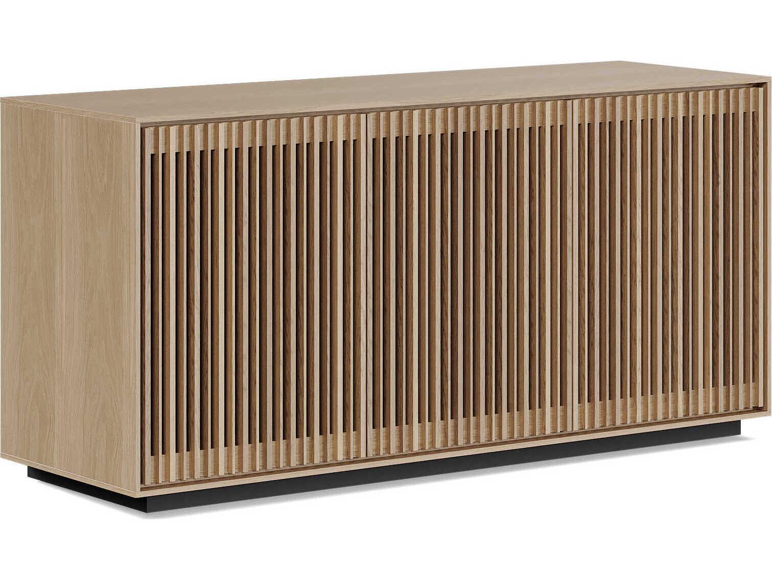 BDI Profile 75" Hardwood Washed Oak Black Media Console