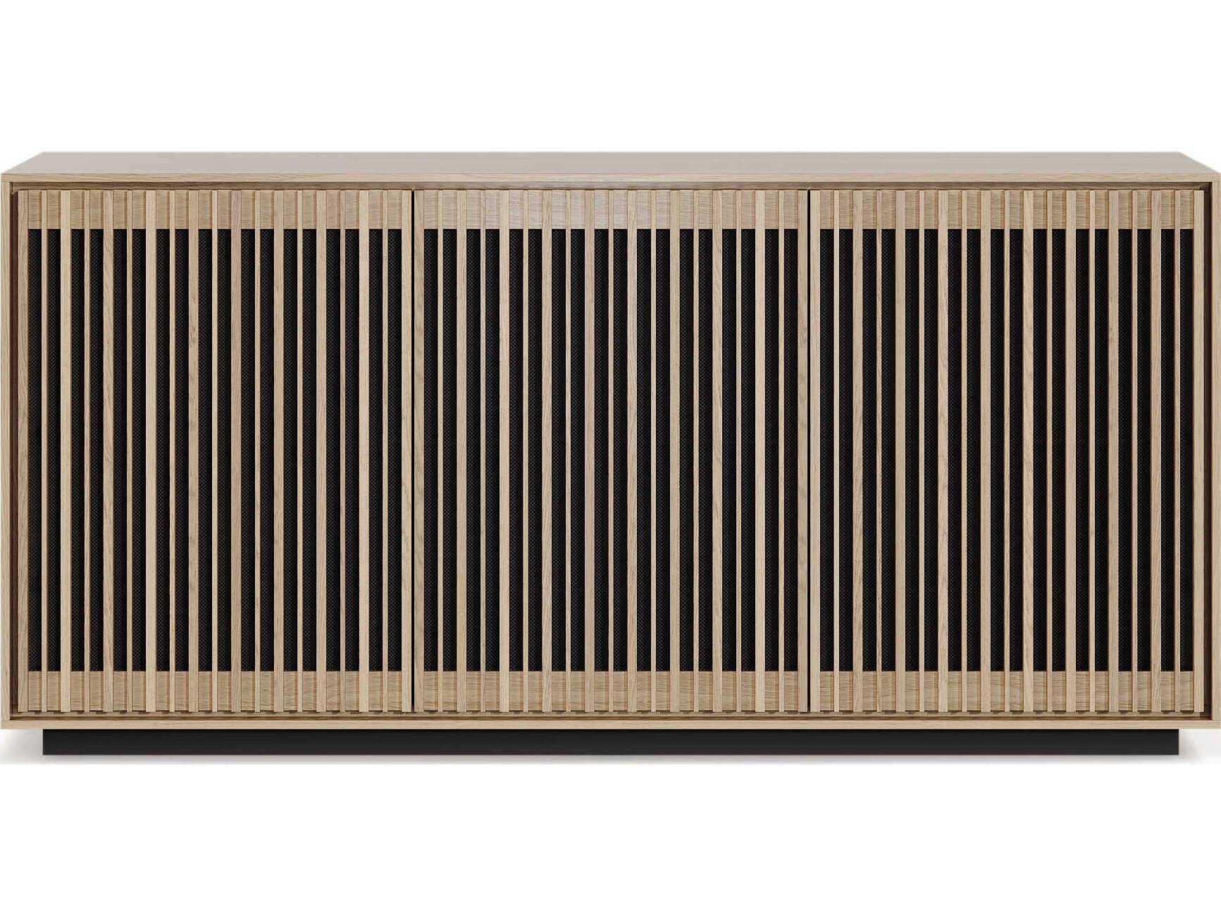 BDI Profile 75" Hardwood Washed Oak Black Media Console