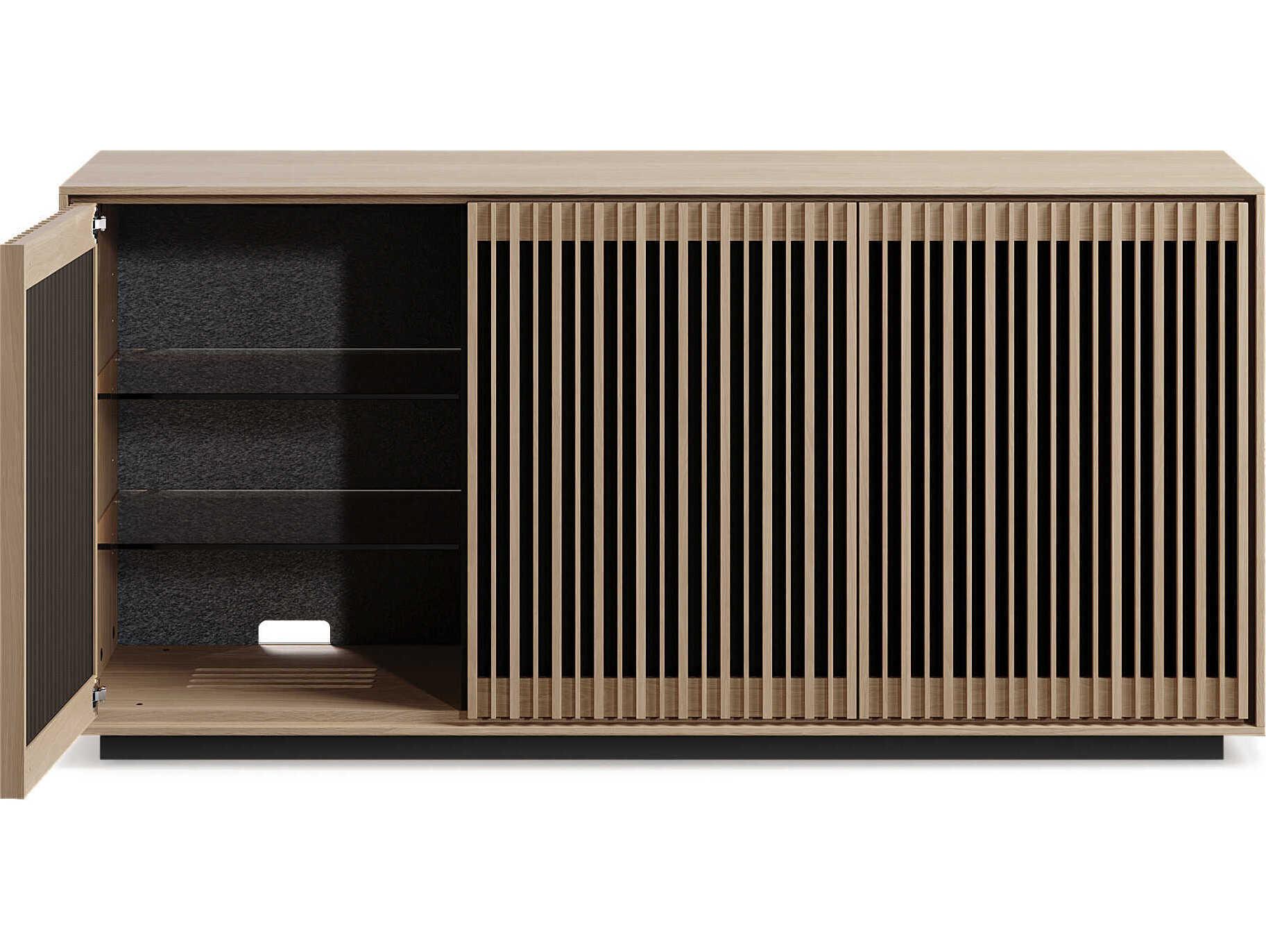 BDI Profile 75" Hardwood Washed Oak Black Media Console