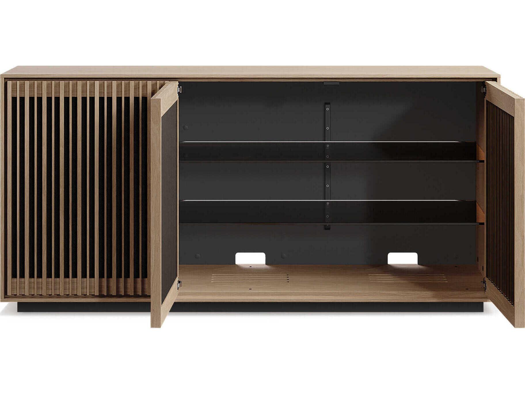 BDI Profile 75" Hardwood Washed Oak Black Media Console