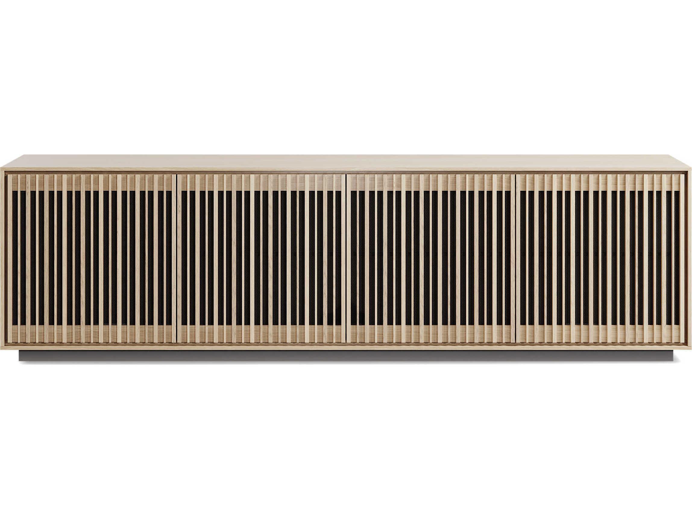 BDI Profile 81" Hardwood Washed Oak Black Media Console