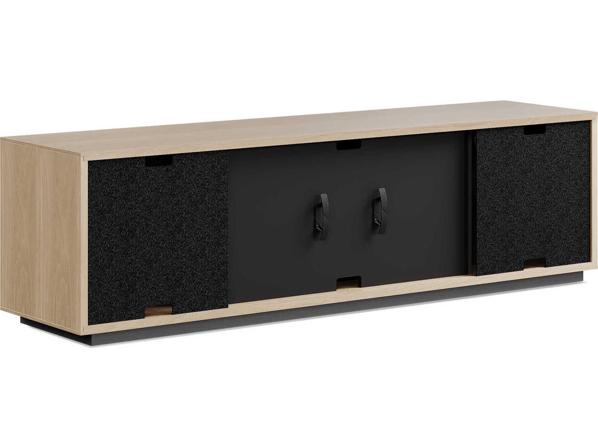BDI Profile 81" Hardwood Washed Oak Black Media Console