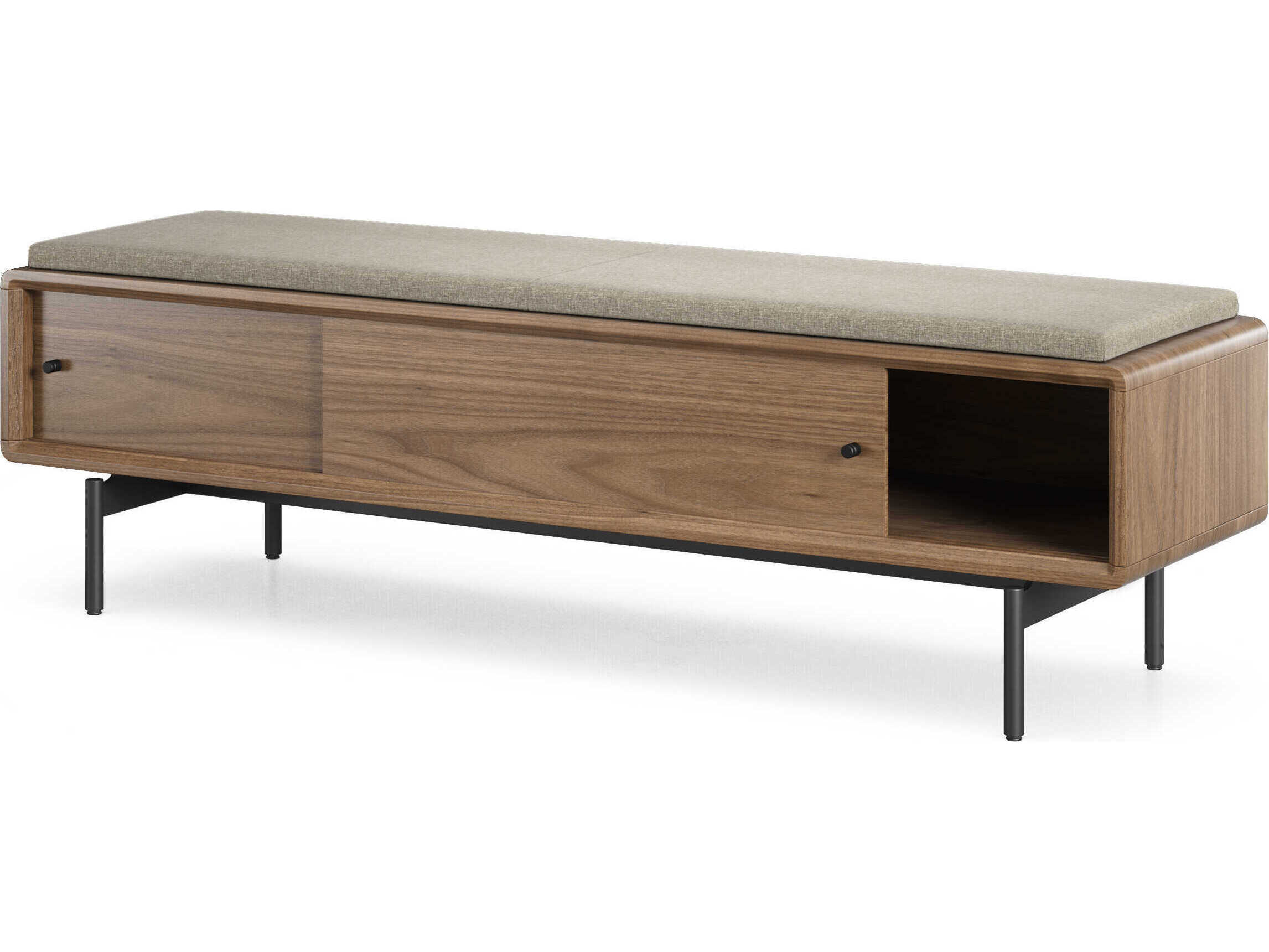 BDI Linq Natural Walnut Pecan Brown Upholstered Accent Bench