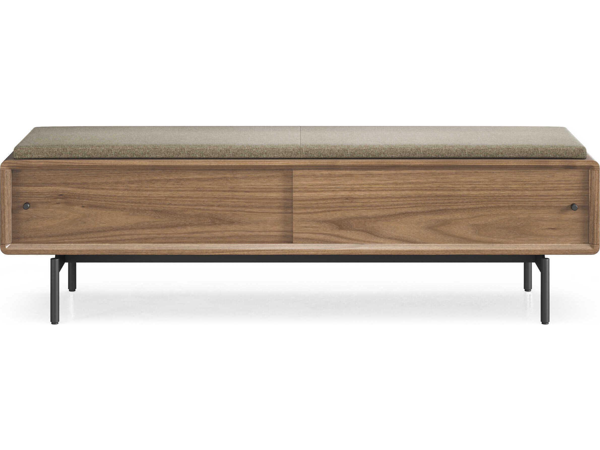 BDI Linq Natural Walnut Pecan Brown Upholstered Accent Bench