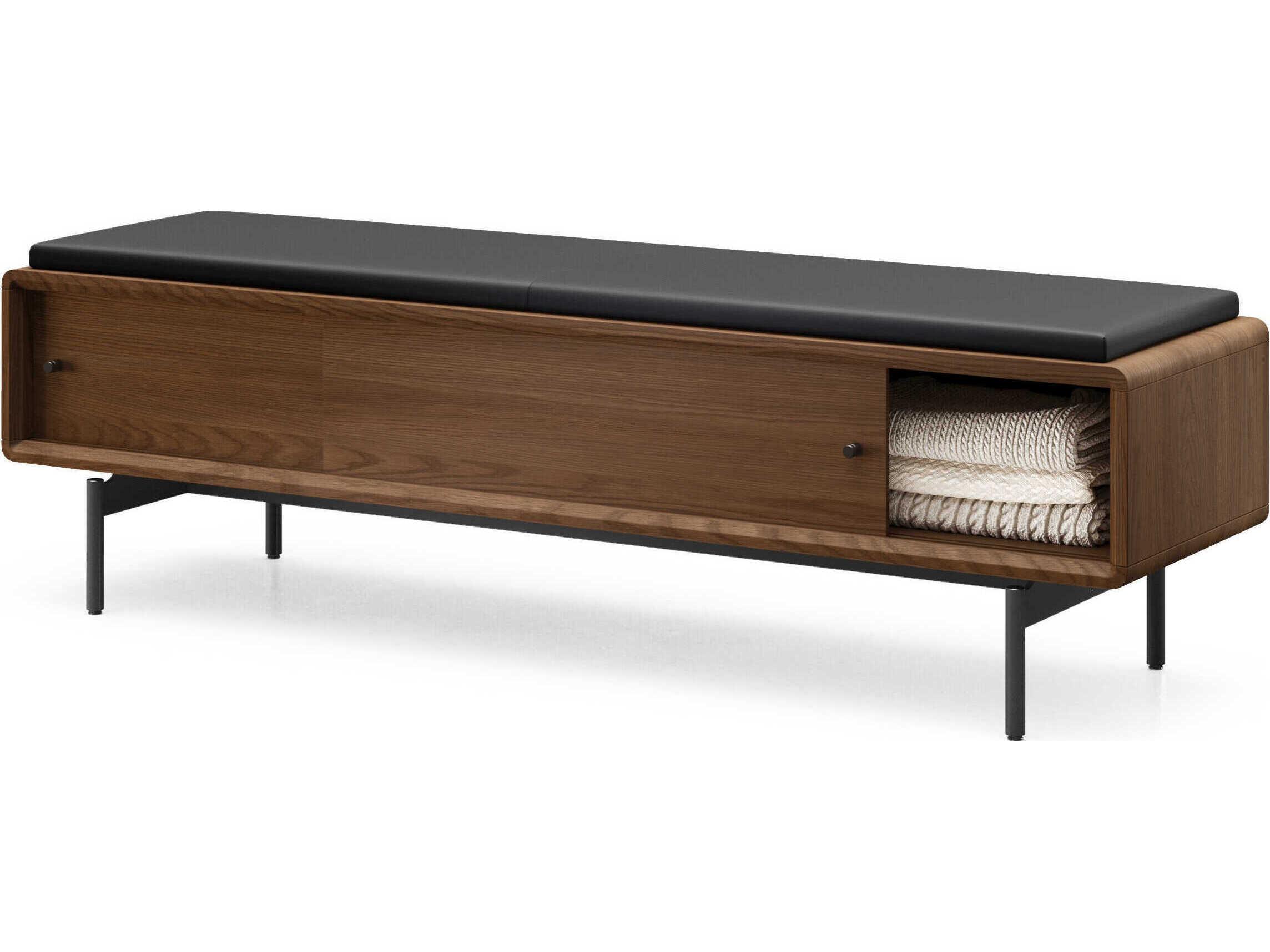 BDI Linq Mocha Pepper Brown Leather Accent Bench