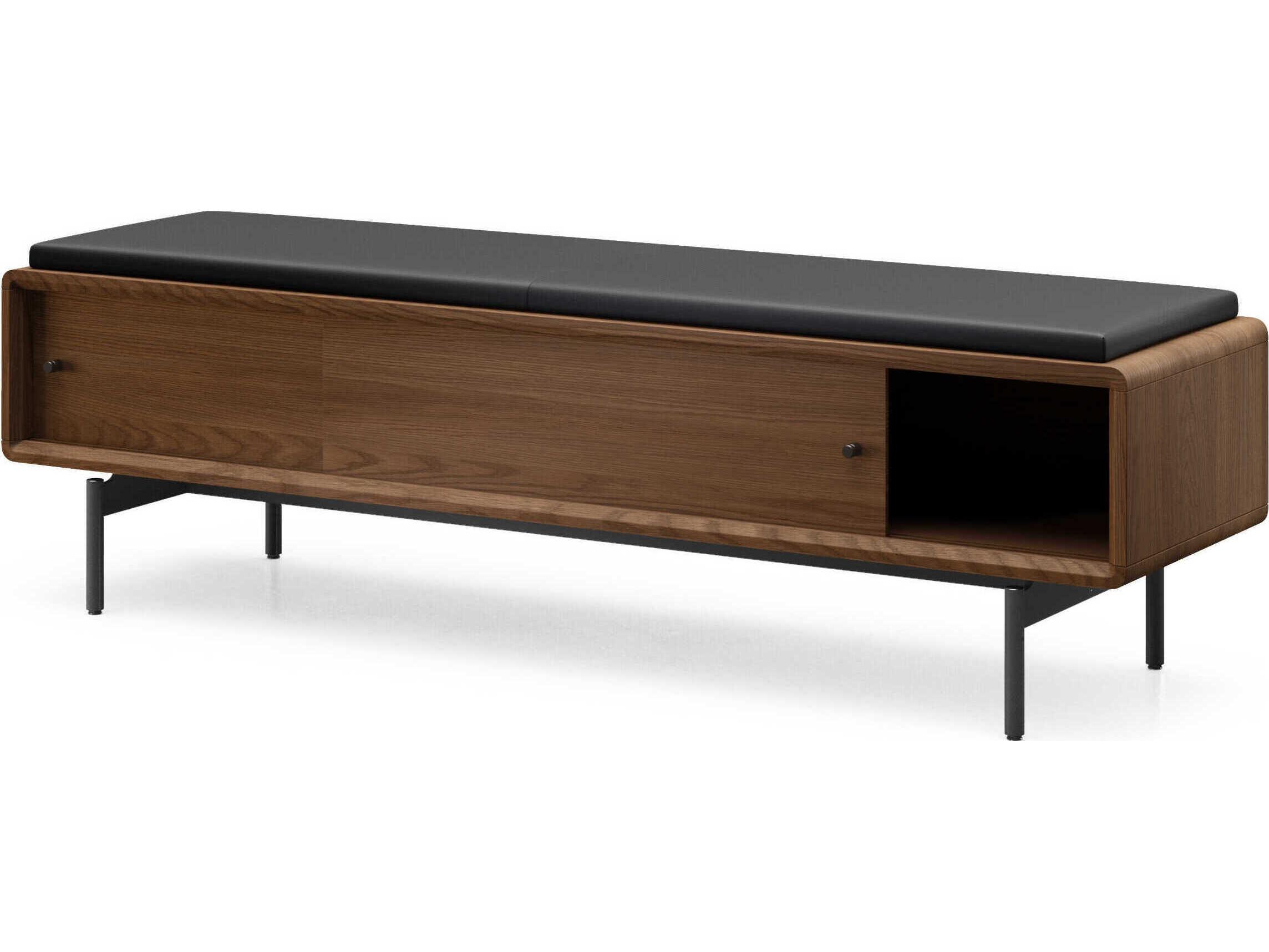 BDI Linq Mocha Pepper Brown Leather Accent Bench