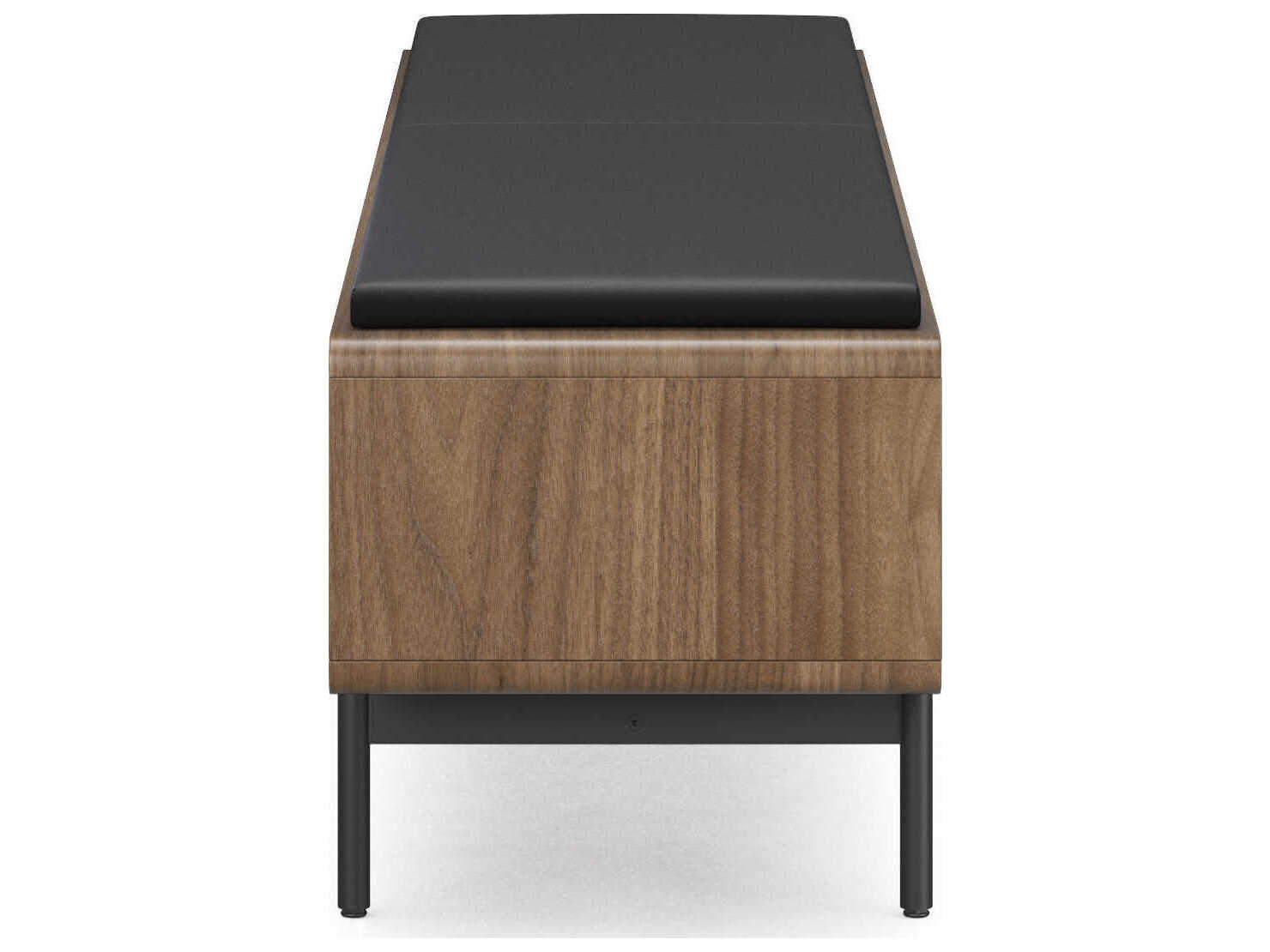 BDI Linq Natural Walnut Pepper Brown Leather Accent Bench