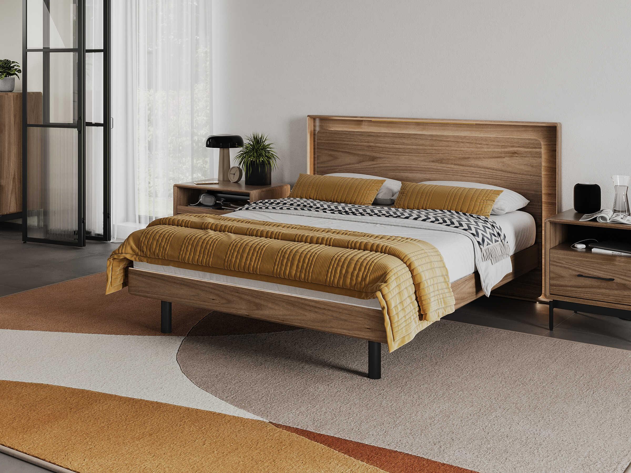 BDI Linq Natural Walnut Brown Wood Queen Platform Bed