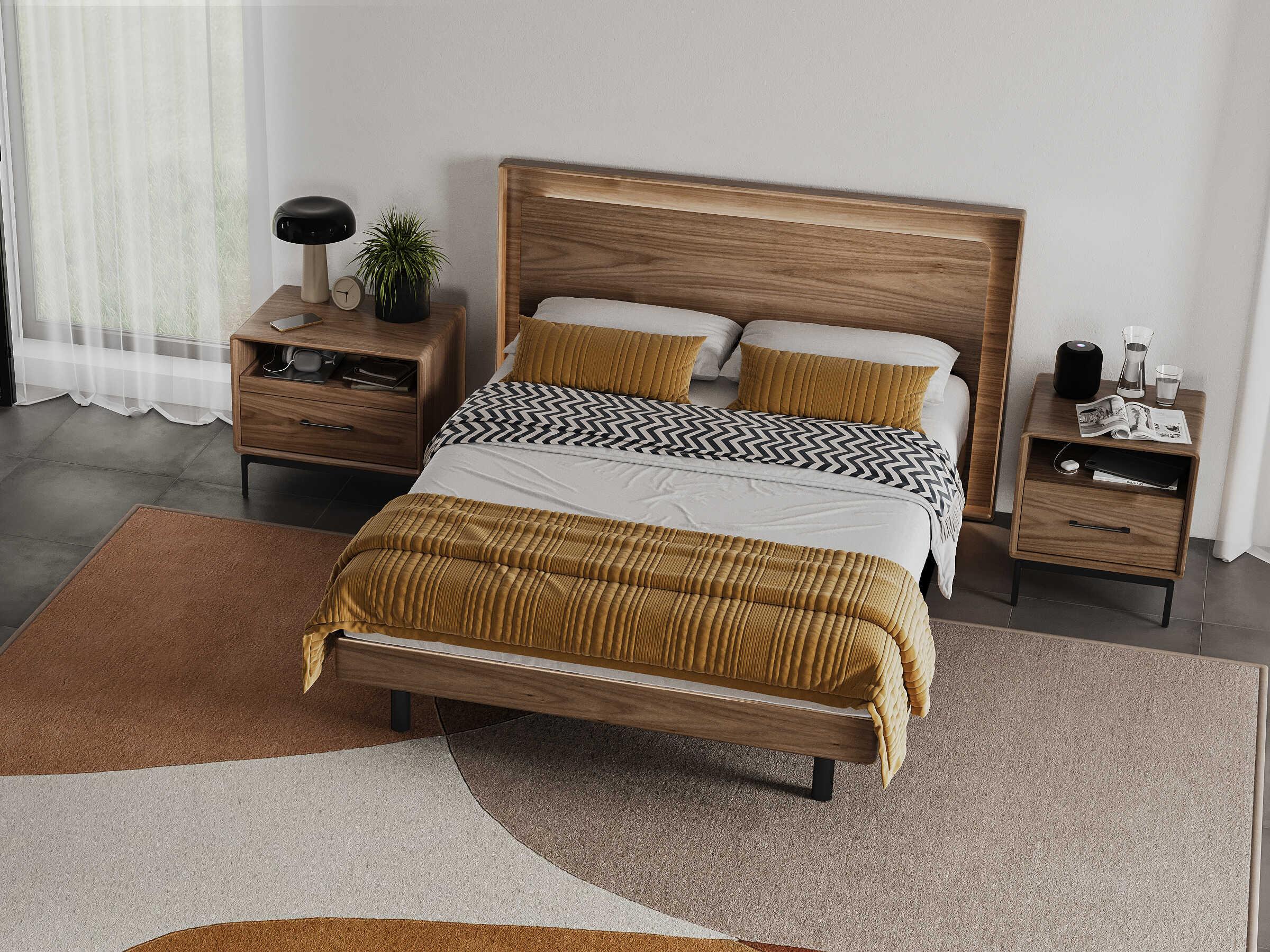 BDI Linq Natural Walnut Brown Wood Queen Platform Bed