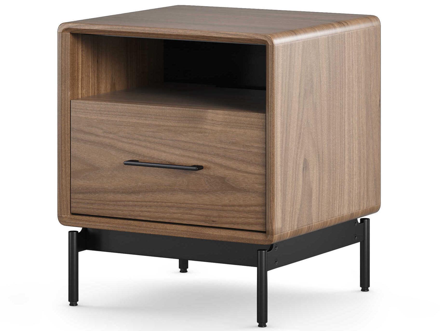 BDI Linq Natural 1-Drawer Brown Walnut Wood Nightstand