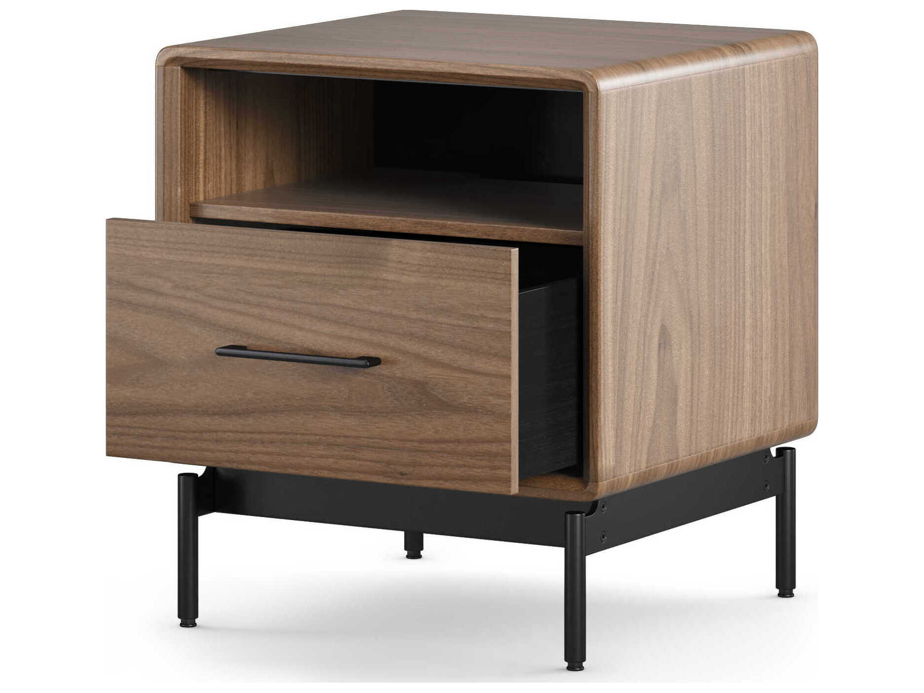 BDI Linq Natural 1-Drawer Brown Walnut Wood Nightstand