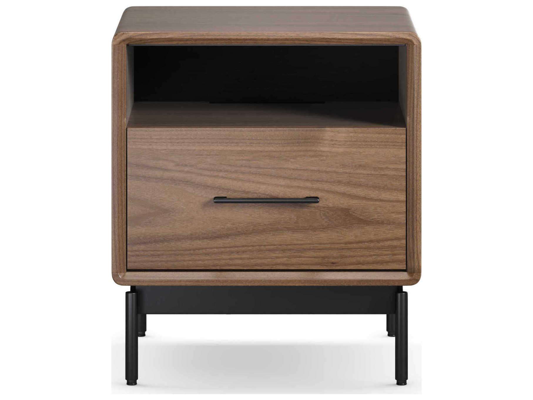 BDI Linq Natural 1-Drawer Brown Walnut Wood Nightstand