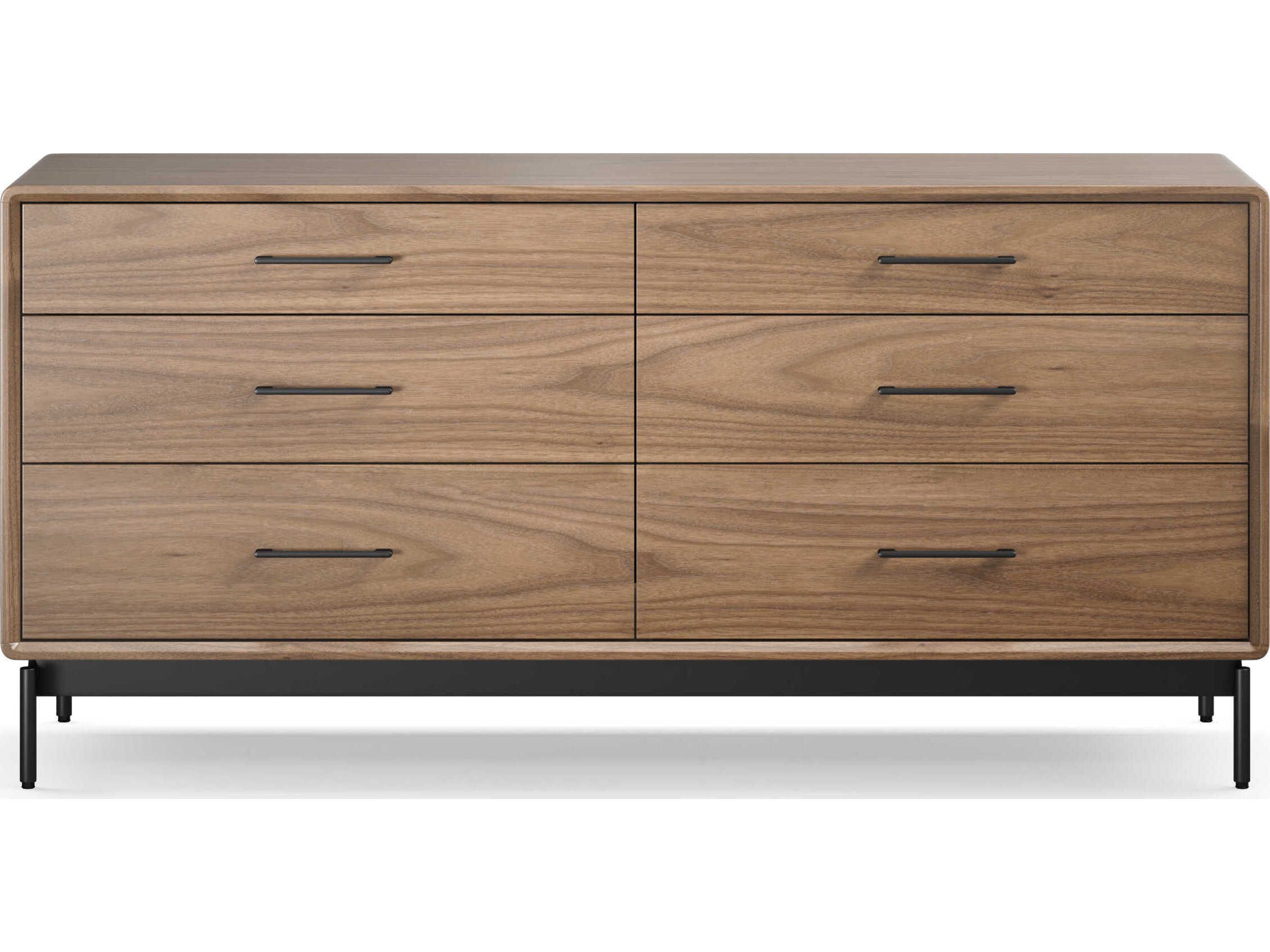 BDI Linq 6-Drawers Brown Walnut Wood Double Dresser