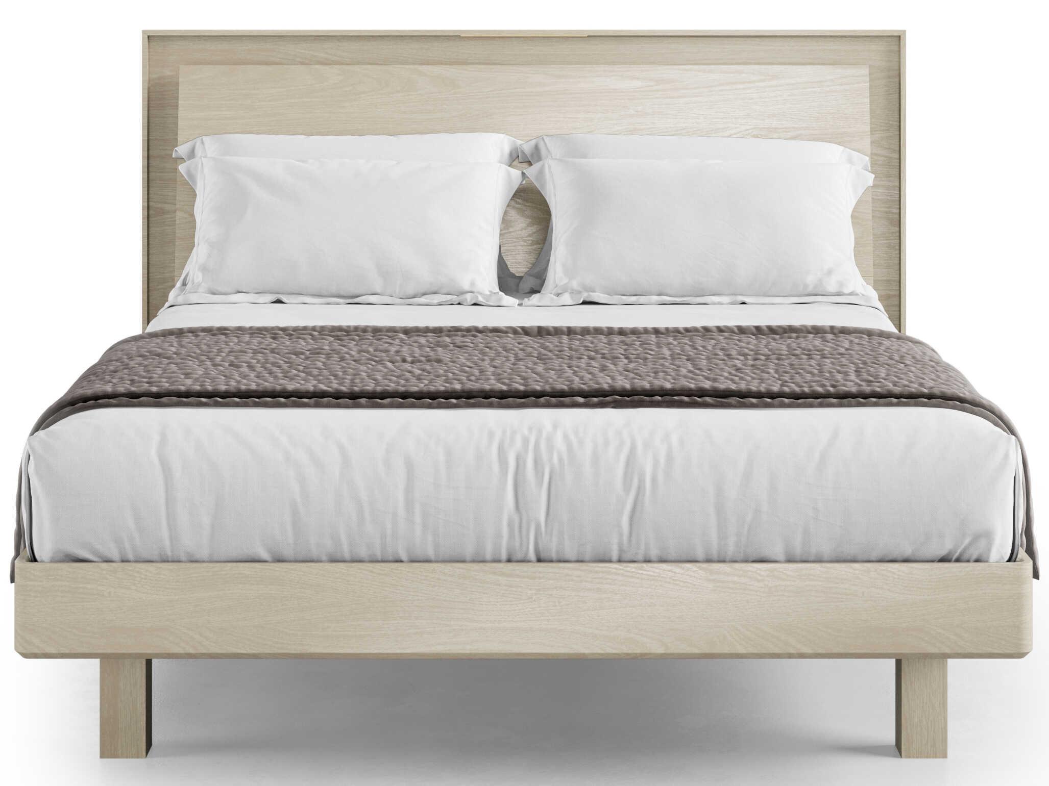 BDI Kava Washed Oak Beige Wood Queen Platform Bed