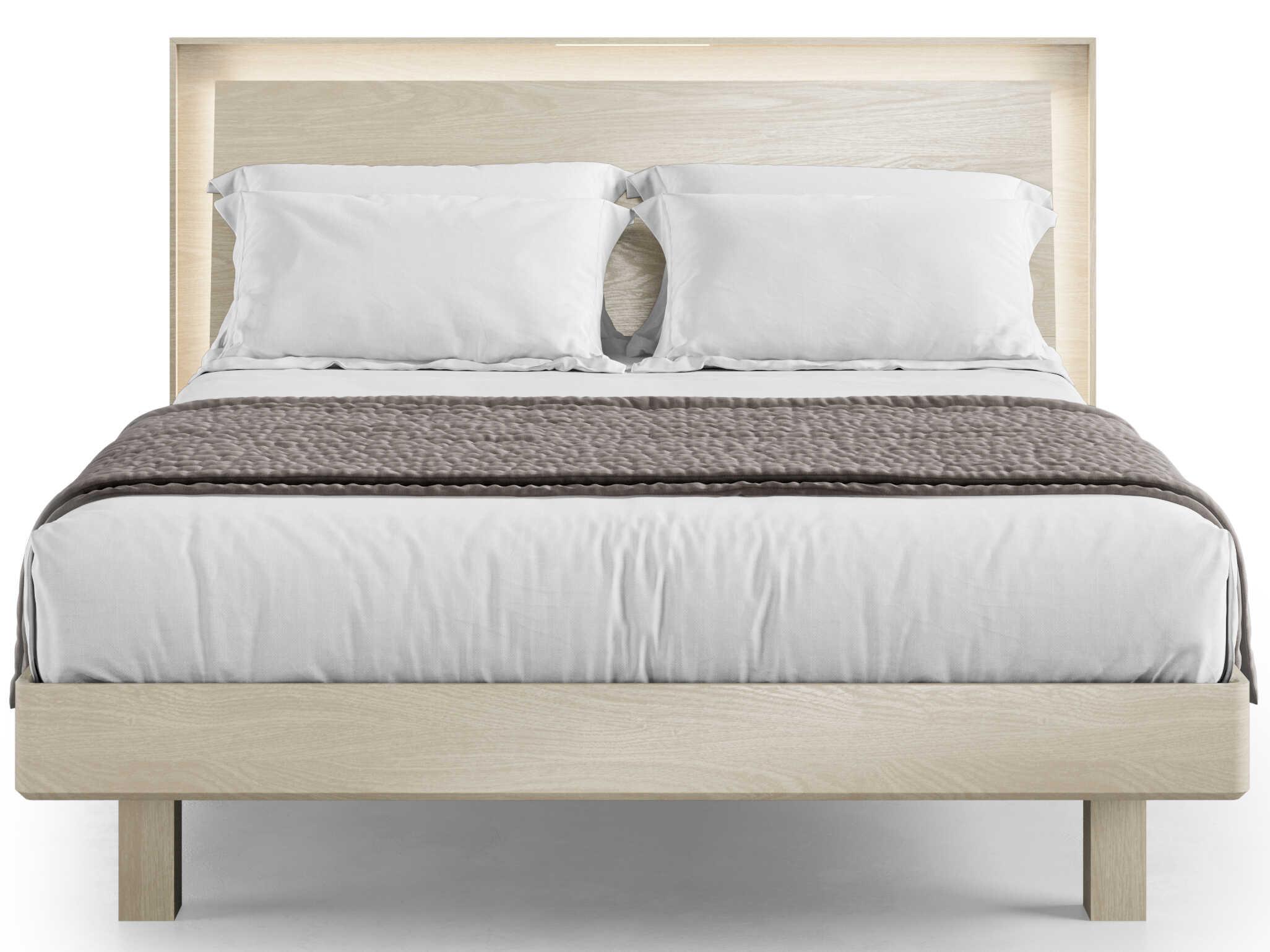 BDI Kava Washed Oak Beige Wood Queen Platform Bed