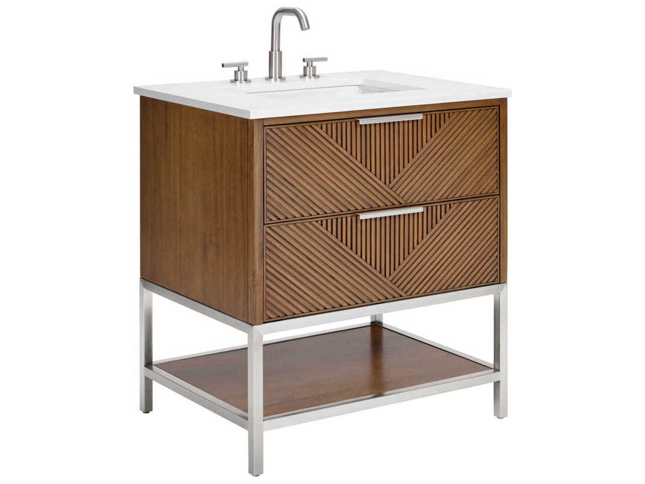 BEMMA Diamond 30" Walnut Brushed Nickel Vanity