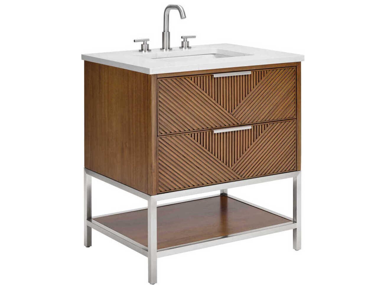 BEMMA Diamond 30" Walnut Brushed Nickel Vanity