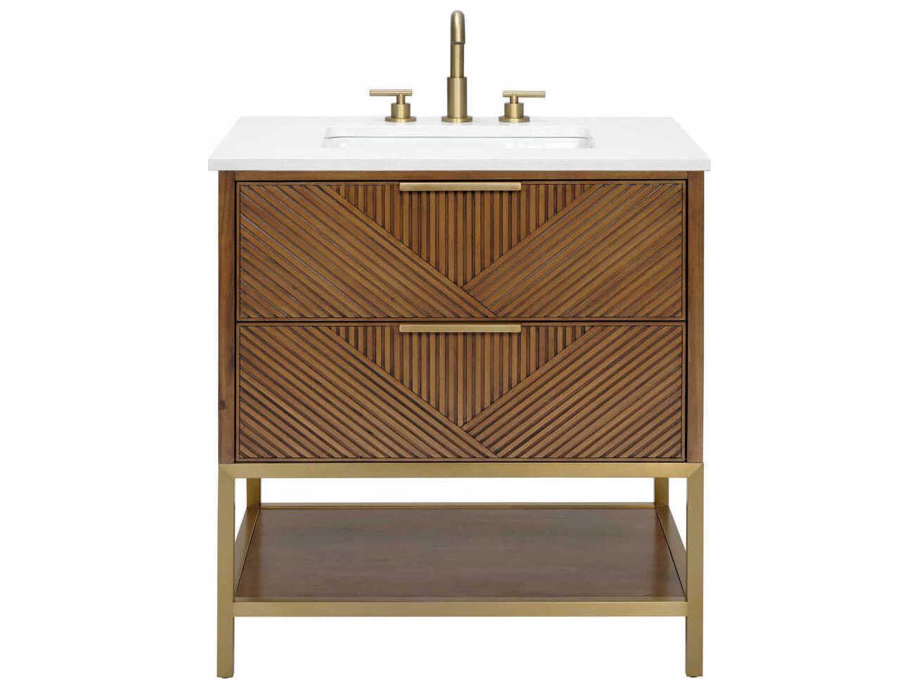 BEMMA Diamond 30" Walnut Satin Brass Vanity