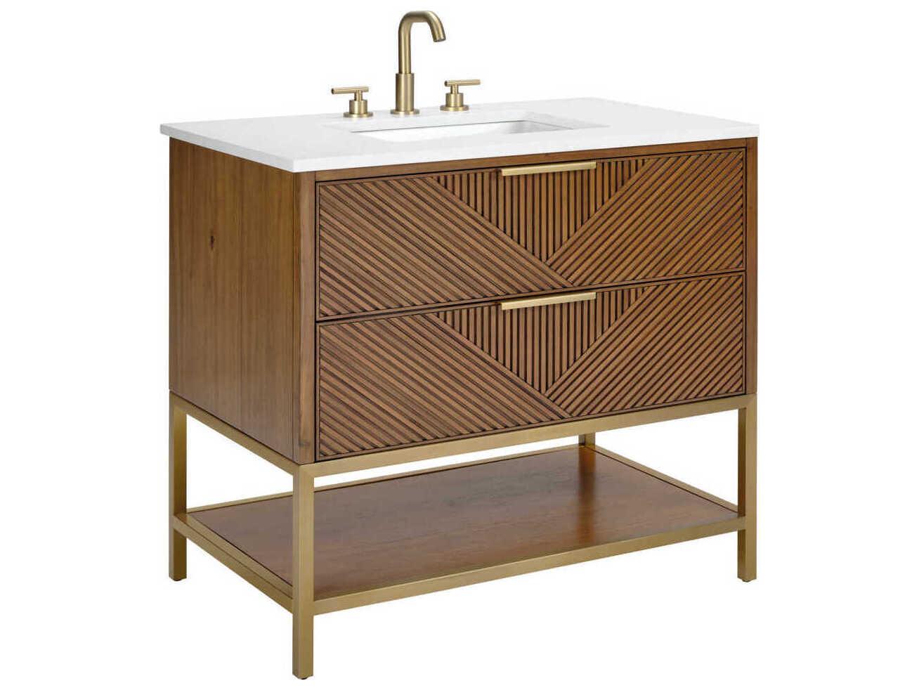 BEMMA Diamond 36" Walnut Satin Brass Vanity