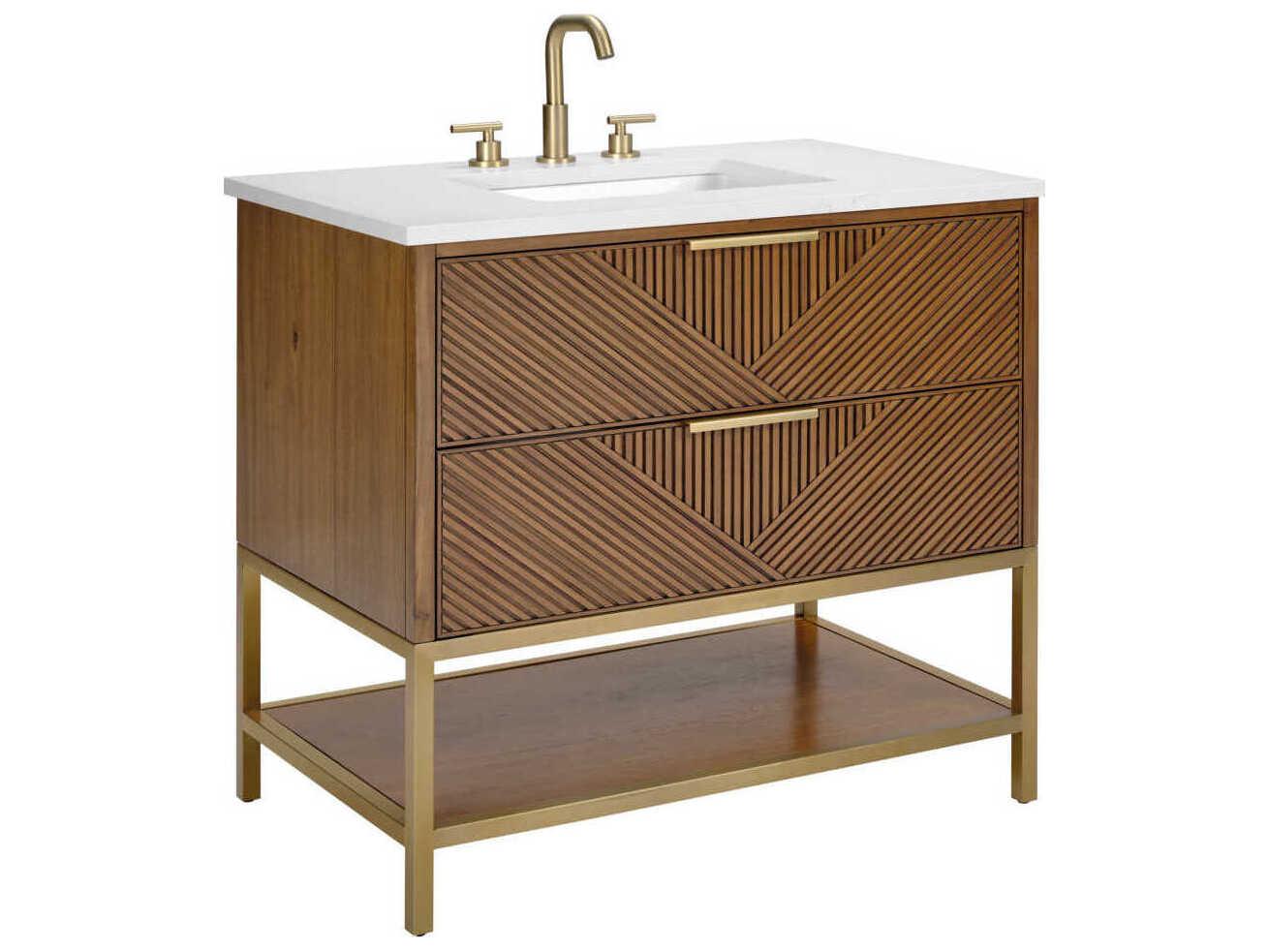BEMMA Diamond 36" Walnut Satin Brass Vanity