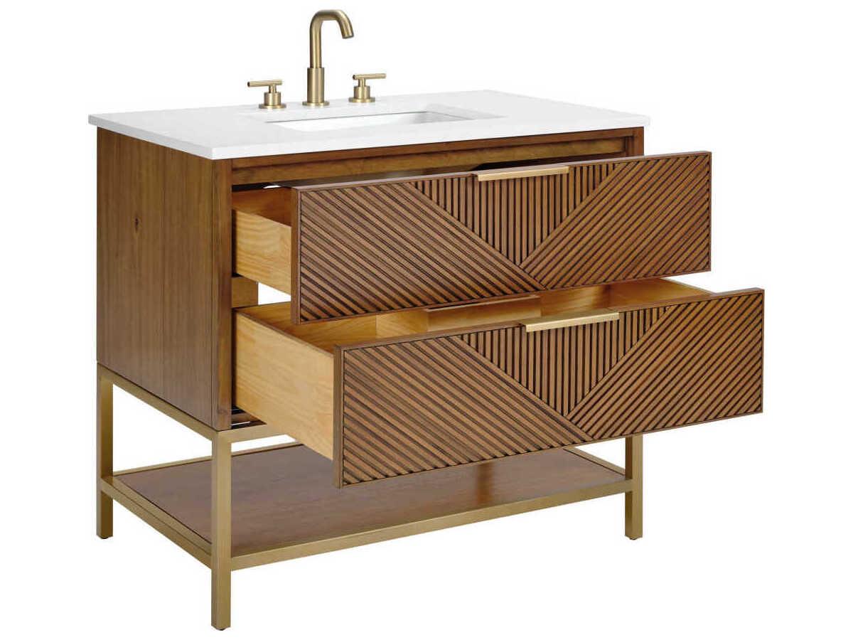 BEMMA Diamond 36" Walnut Satin Brass Vanity