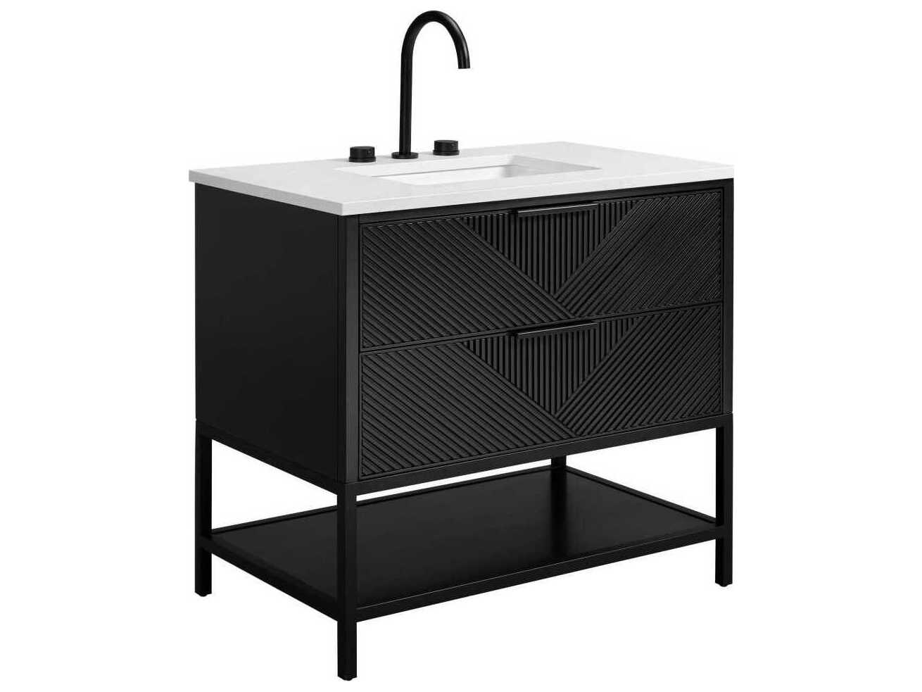 BEMMA Diamond 36" Charcoal Black Matte Vanity