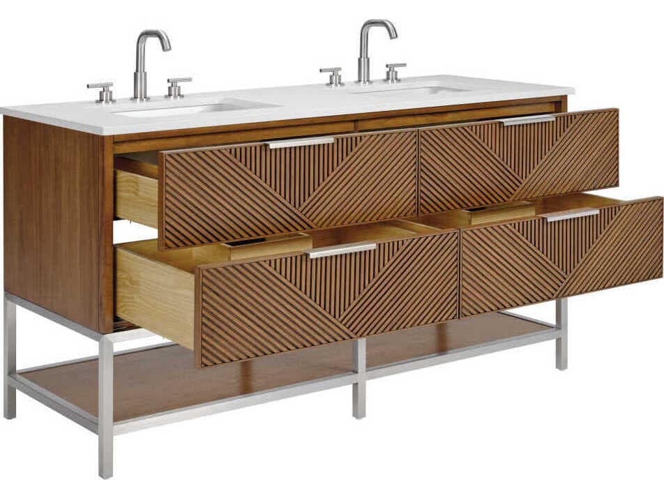 BEMMA Diamond 60" Walnut Brushed Nickel Vanity