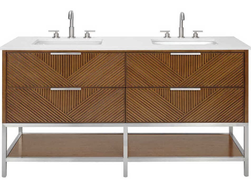 BEMMA Diamond 60" Walnut Brushed Nickel Vanity