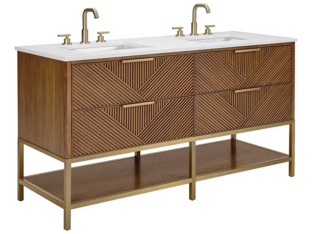 BEMMA Diamond 60" Walnut Satin Brass Vanity