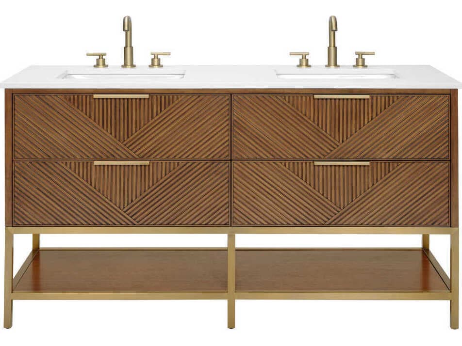 BEMMA Diamond 60" Walnut Satin Brass Vanity