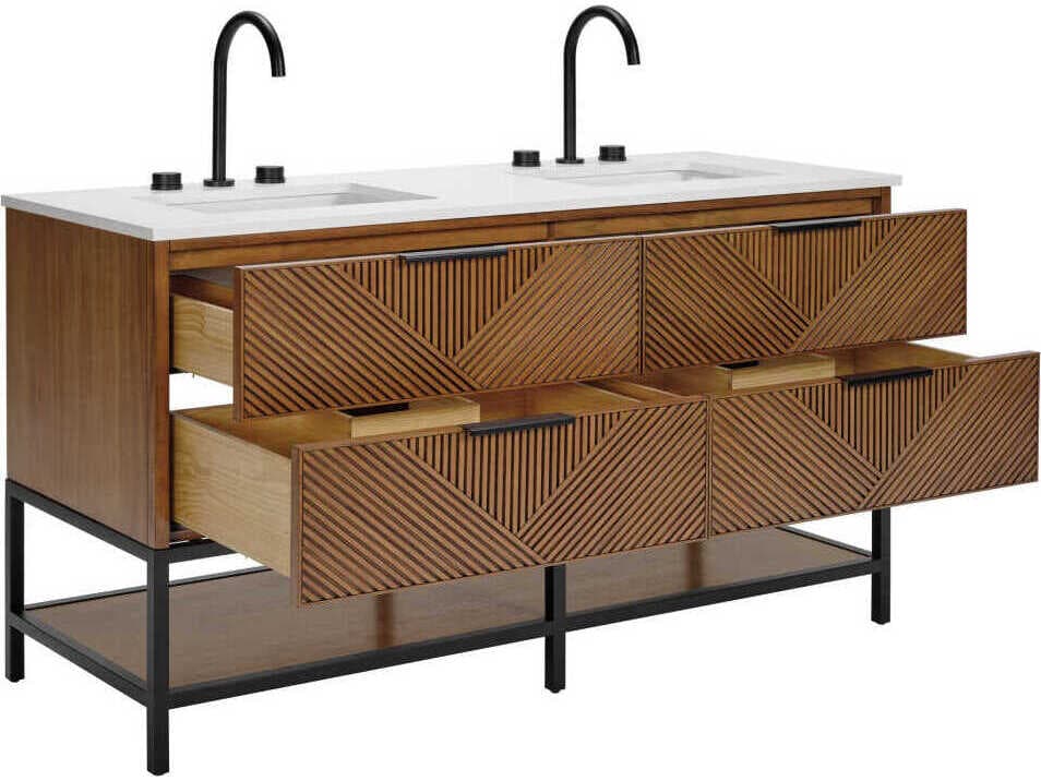 BEMMA Diamond 60" Walnut Matte Black Vanity