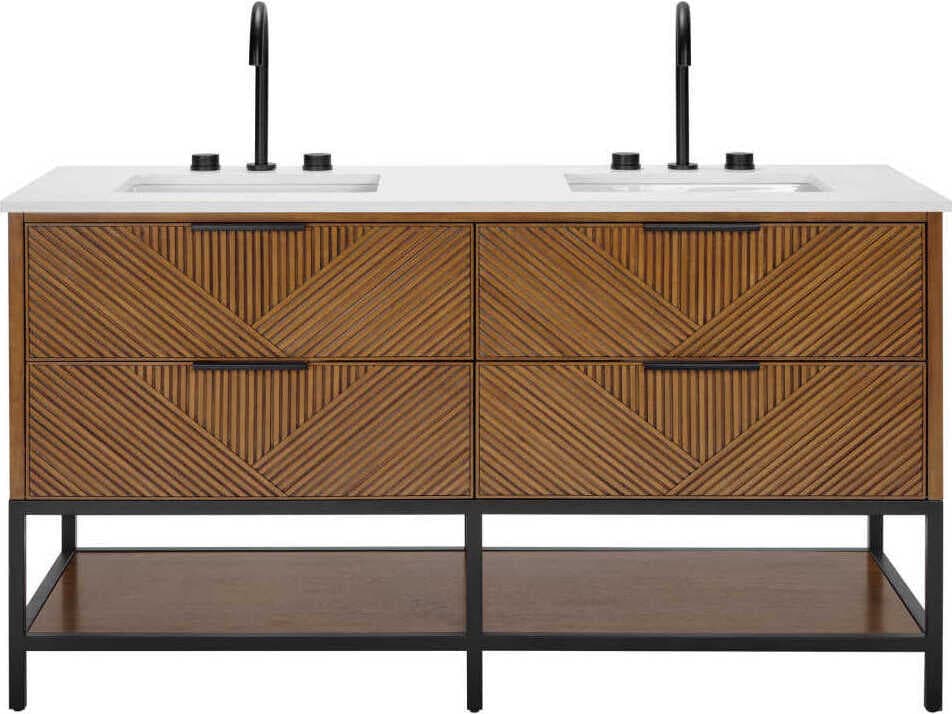 BEMMA Diamond 60" Walnut Matte Black Vanity