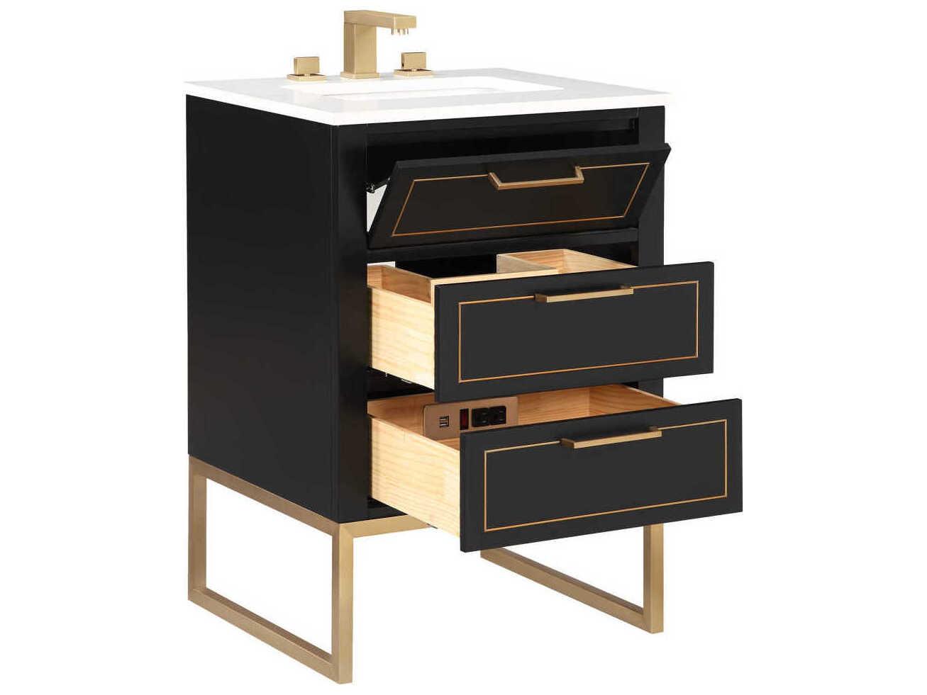 BEMMA Markham 24" Midnight Black Satin Brass Vanity