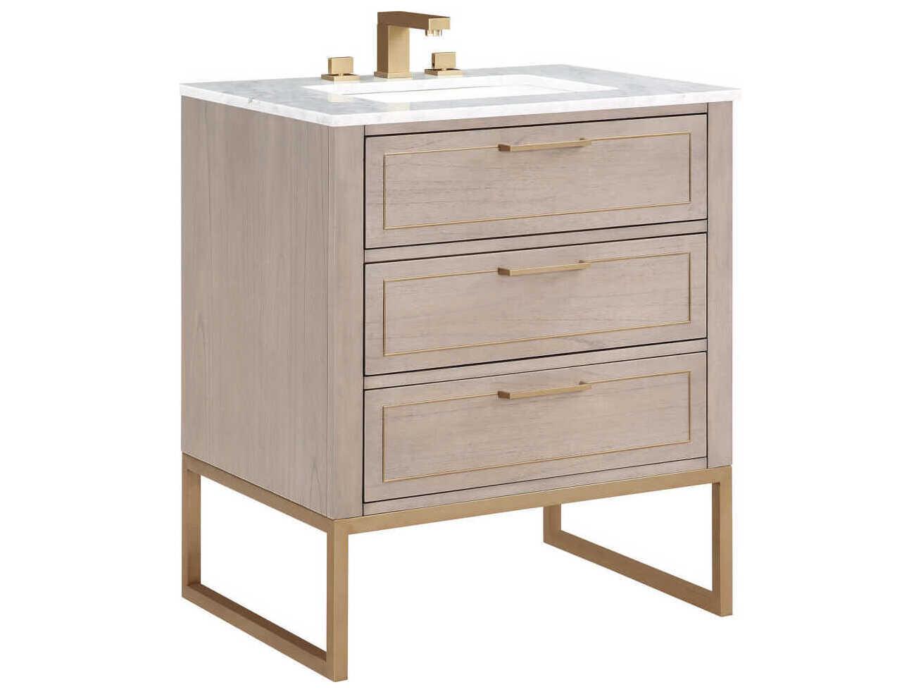 BEMMA Markham 30" Cashmere Grey Satin Brass Vanity