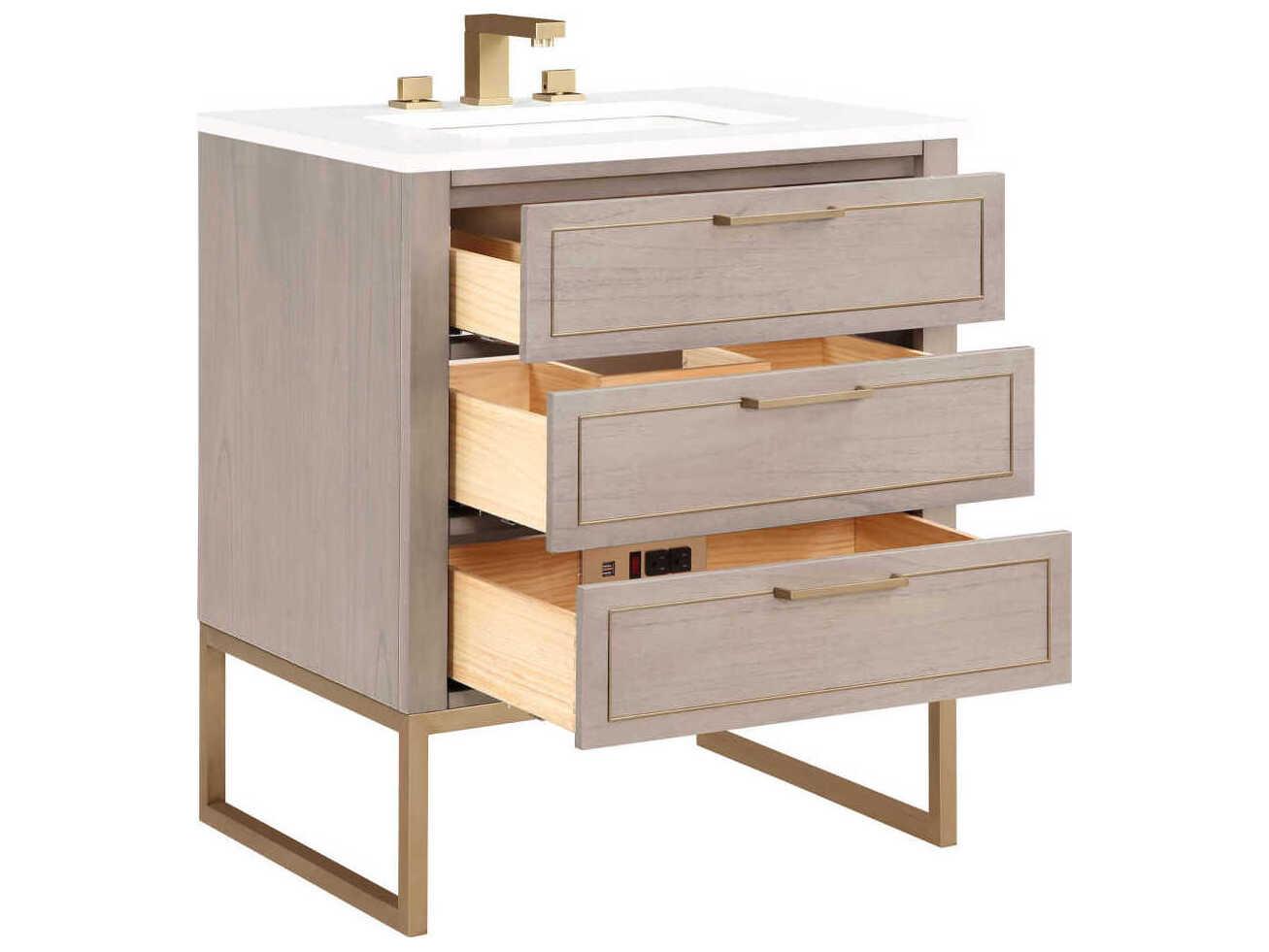 BEMMA Markham 30" Cashmere Grey Satin Brass Vanity