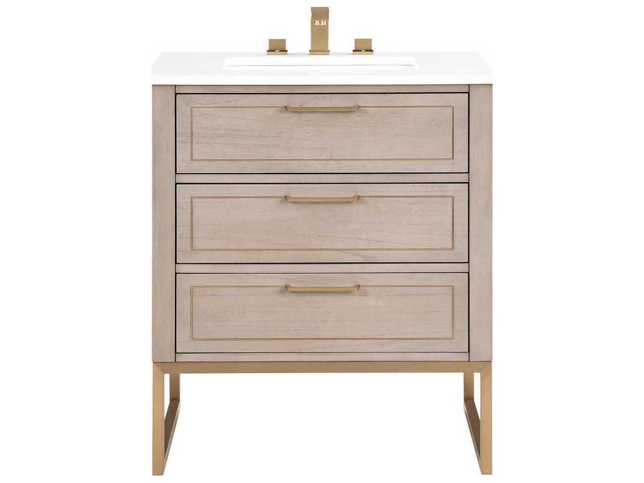 BEMMA Markham 30" Cashmere Grey Satin Brass Vanity