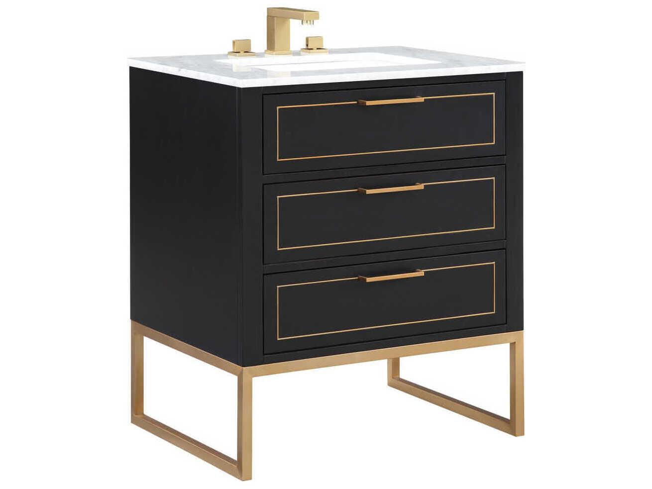 BEMMA Markham 30" Midnight Black Satin Brass Vanity