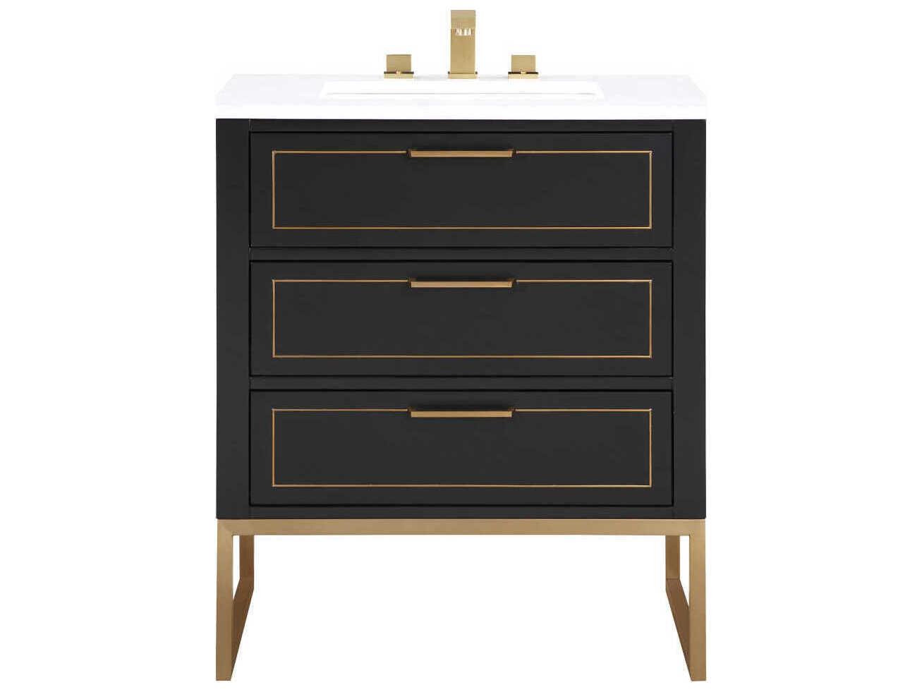 BEMMA Markham 30" Midnight Black Satin Brass Vanity
