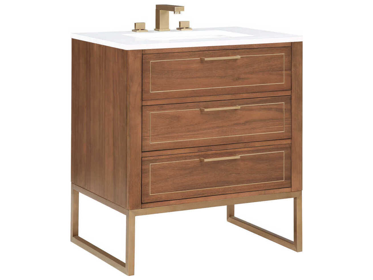 BEMMA Markham 30" Walnut Satin Brass Vanity