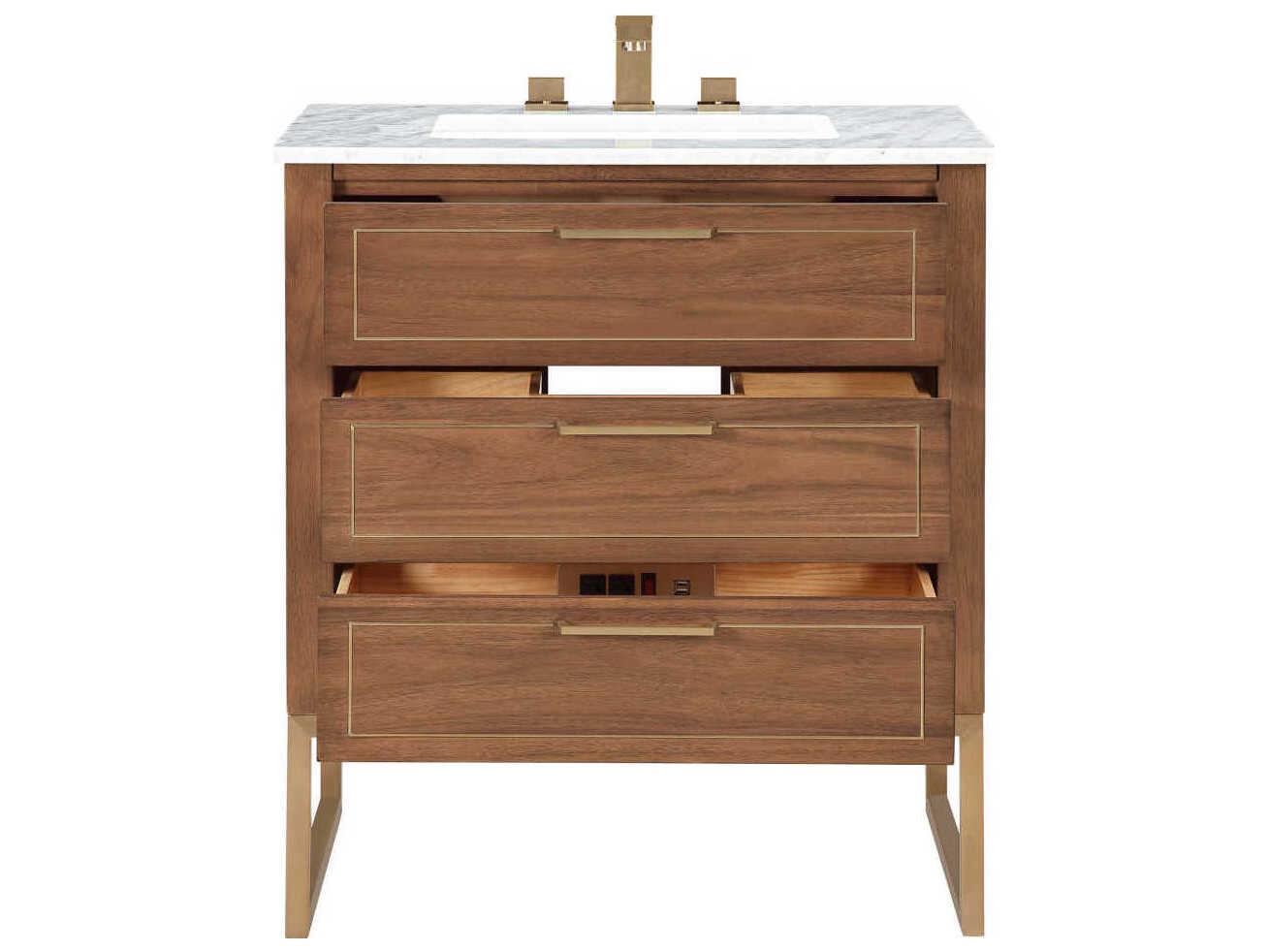 BEMMA Markham 30" Walnut Satin Brass Vanity