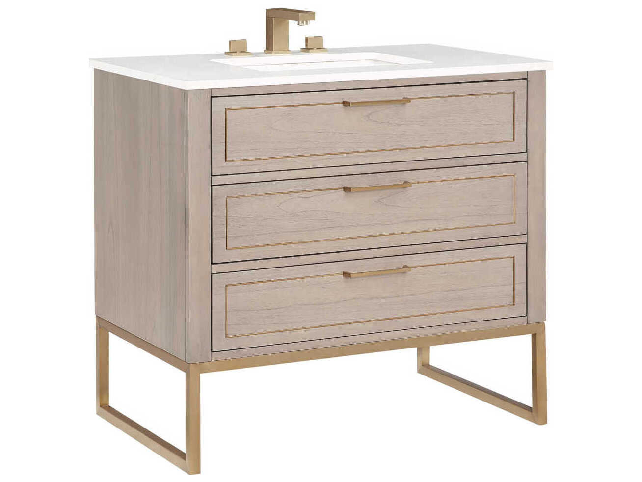 BEMMA Markham 36" Cashmere Grey Satin Brass Vanity
