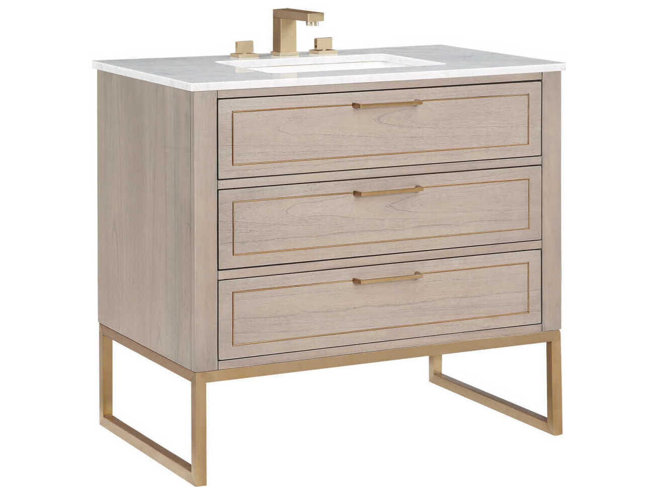 BEMMA Markham 36" Cashmere Grey Satin Brass Vanity