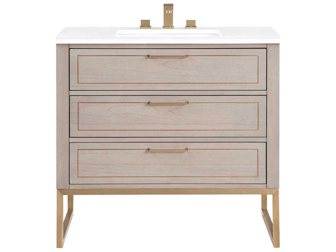 BEMMA Markham 36" Cashmere Grey Satin Brass Vanity