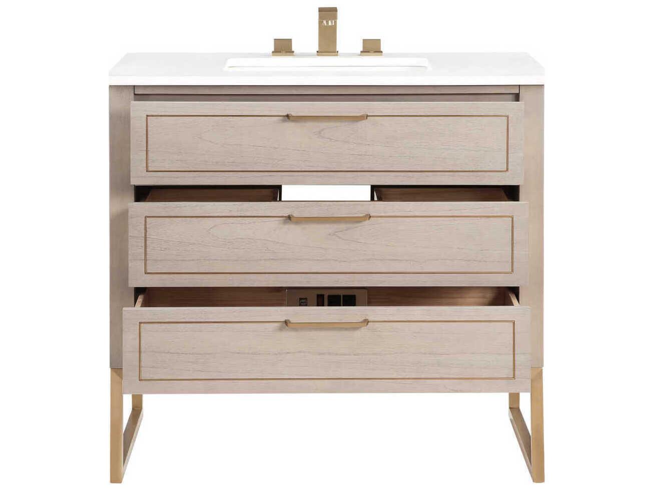 BEMMA Markham 36" Cashmere Grey Satin Brass Vanity