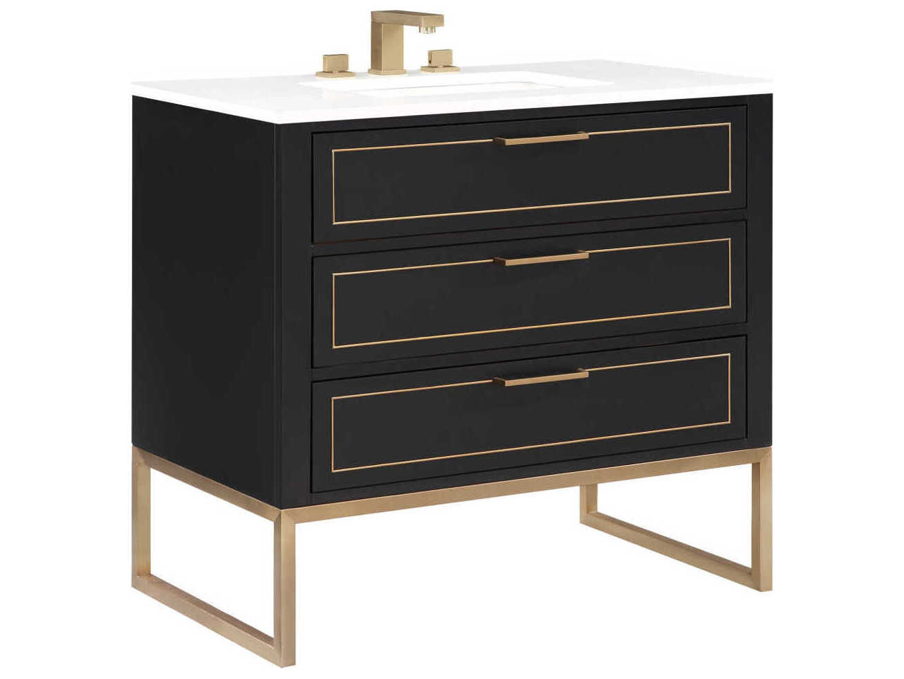 BEMMA Markham 36" Midnight Black Satin Brass Vanity