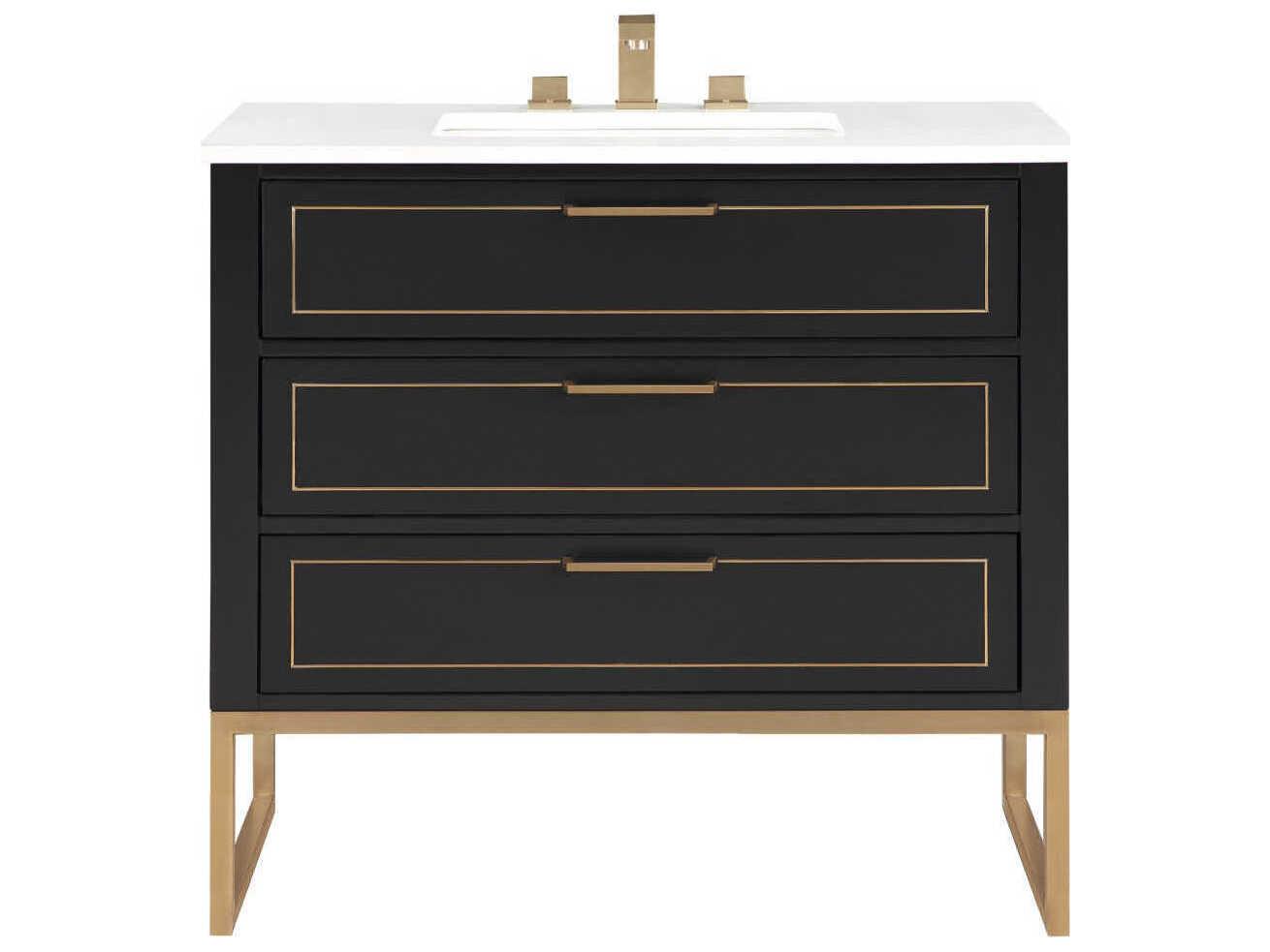 BEMMA Markham 36" Midnight Black Satin Brass Vanity