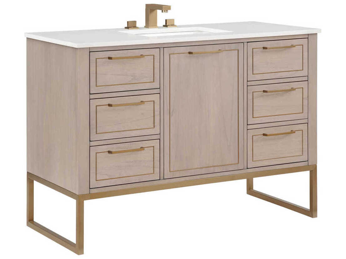 BEMMA Markham 48" Cashmere Grey Satin Brass Vanity