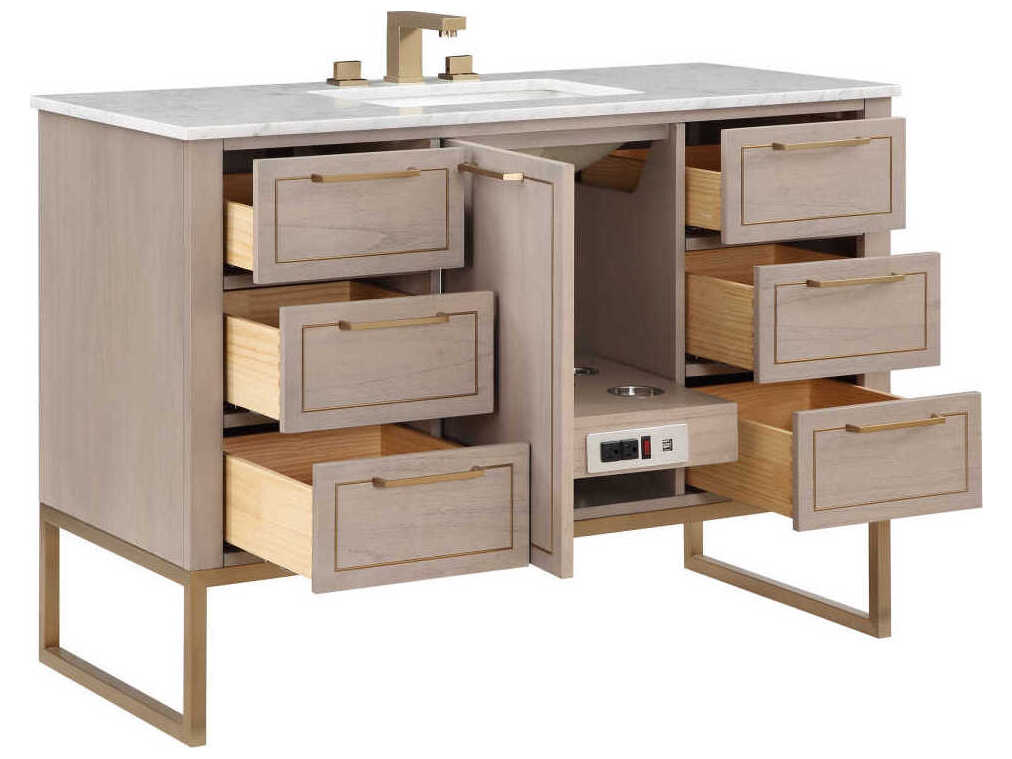 BEMMA Markham 48" Cashmere Grey Satin Brass Vanity